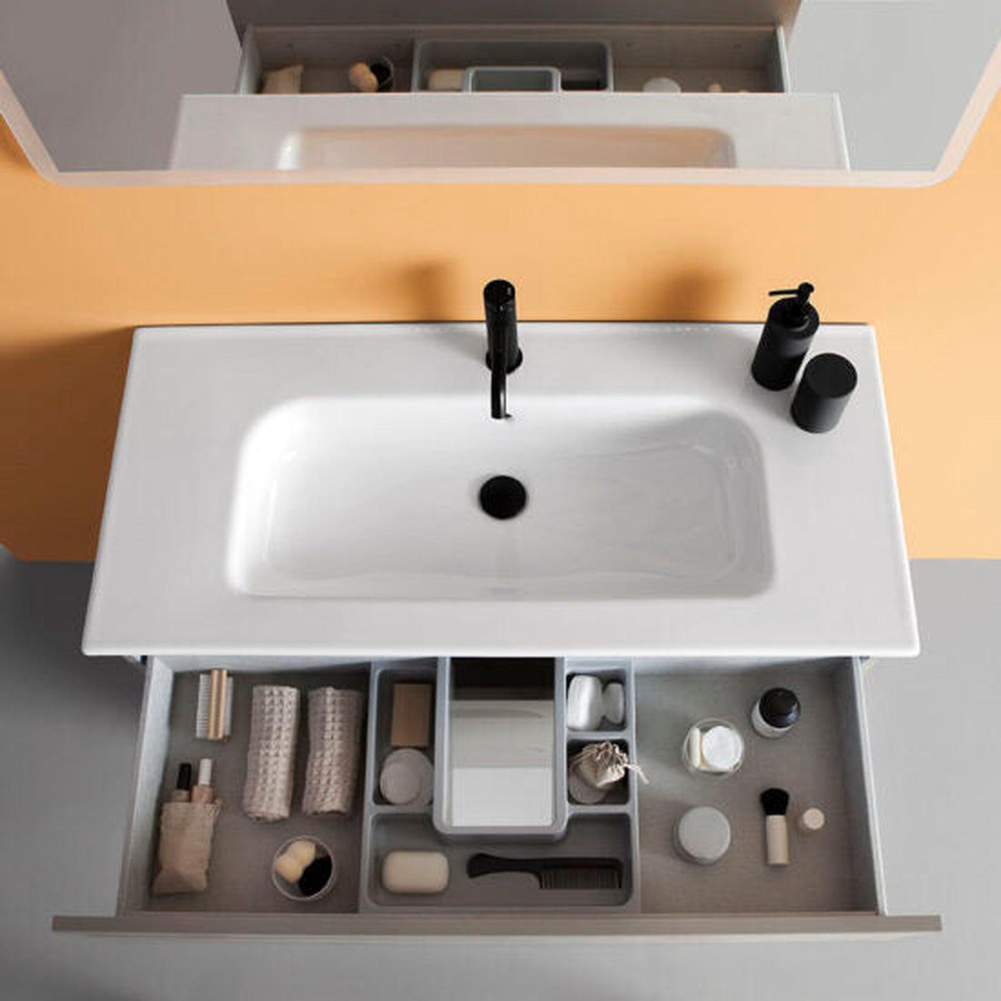 Royo Slim 28" x 18" Modern Rectangle Gloss White Ceramic Center Sink