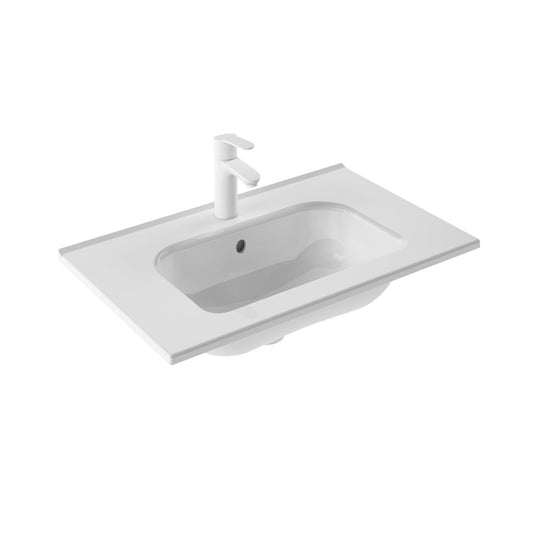 Royo Slim 28" x 18" Modern Rectangle Gloss White Ceramic Center Sink