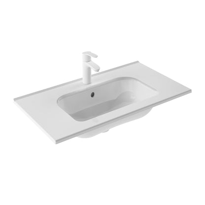 Royo Slim 32" x 18" Modern Rectangle Gloss White Ceramic Center Sink
