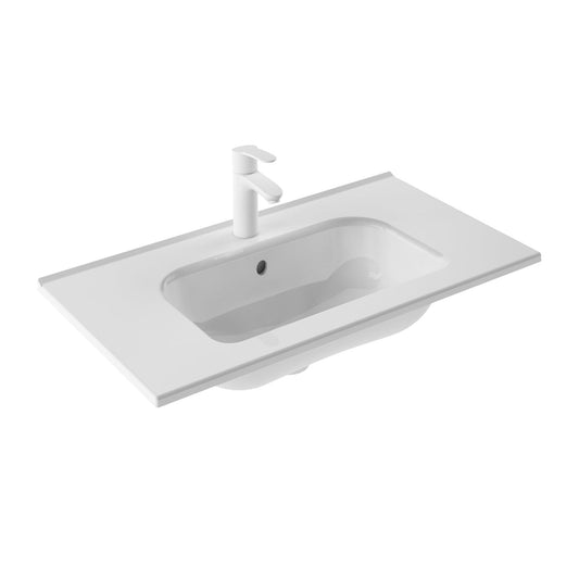 Royo Slim 32" x 18" Modern Rectangle Gloss White Ceramic Center Sink