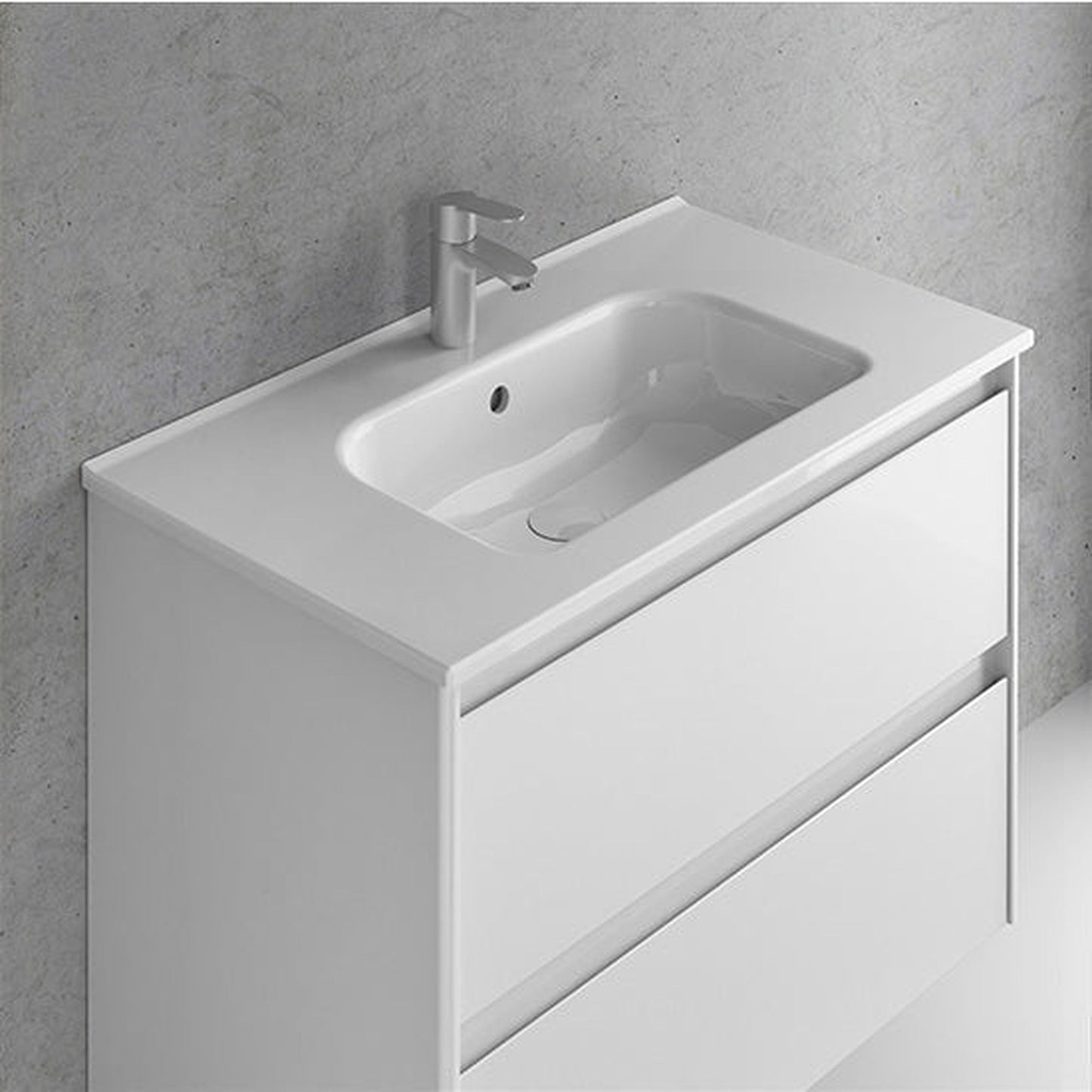 Royo Slim 40" x 18" Modern Rectangle Gloss White Ceramic Center Sink