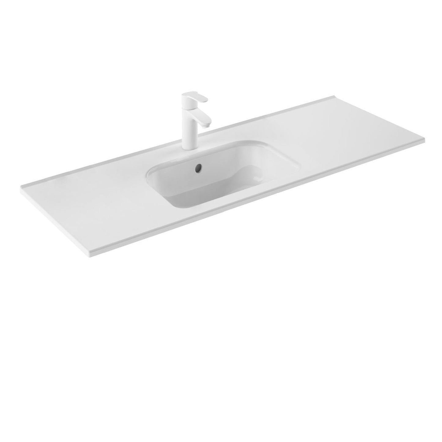 Royo Slim 48" x 18" Modern Rectangle Gloss White Ceramic Center Sink