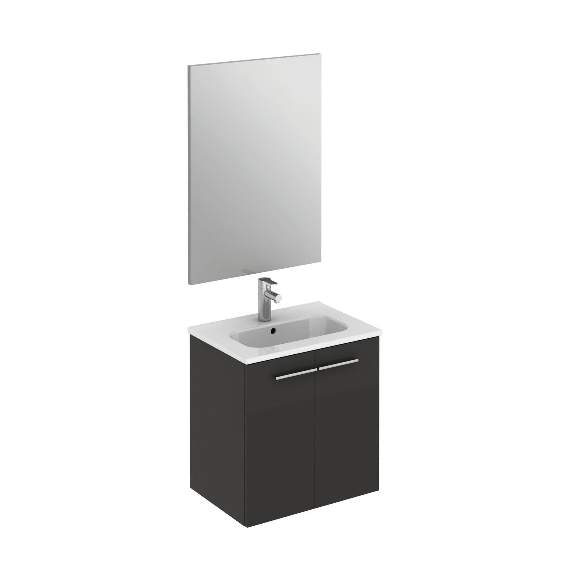 Royo Street 20" x 14" Anthracite Modern Wall-mounted Vanity Set With 2 Doors Sink and Mirror