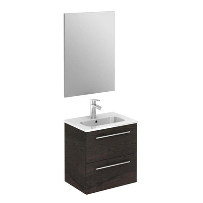 Royo Street 20" x 14" Essence Wenge Modern Wall-mounted Vanity Set With 2 Drawers Sink and Mirror