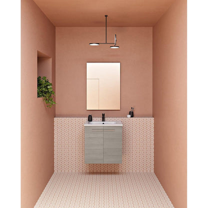 Royo Street 20" x 14" Sandy Gray Modern Wall-mounted Vanity Set With 2 Doors Sink and Mirror