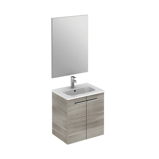 Royo Street 20" x 14" Sandy Gray Modern Wall-mounted Vanity Set With 2 Doors Sink and Mirror