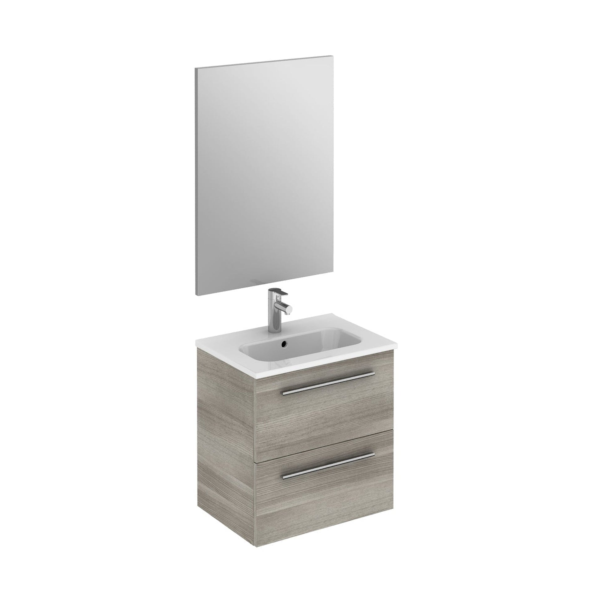 Royo Street 20" x 14" Sandy Gray Modern Wall-mounted Vanity Set With 2 Drawers Sink and Mirror