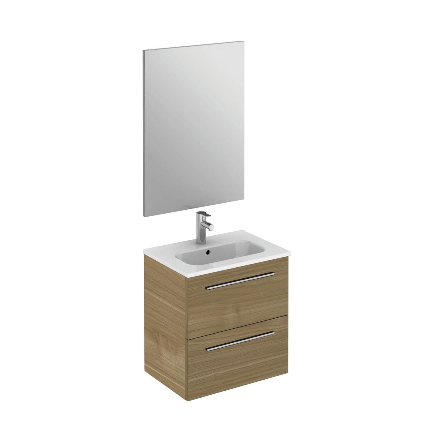 Royo Street 20" x 14" Toffee Walnut Modern Wall-mounted Vanity Set With 2 Drawers Sink and Mirror