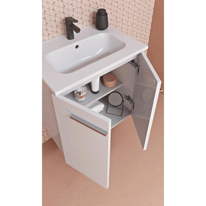 Royo Street 20" x 14" White Modern Wall-mounted Vanity Set With 2 Doors Sink and Mirror