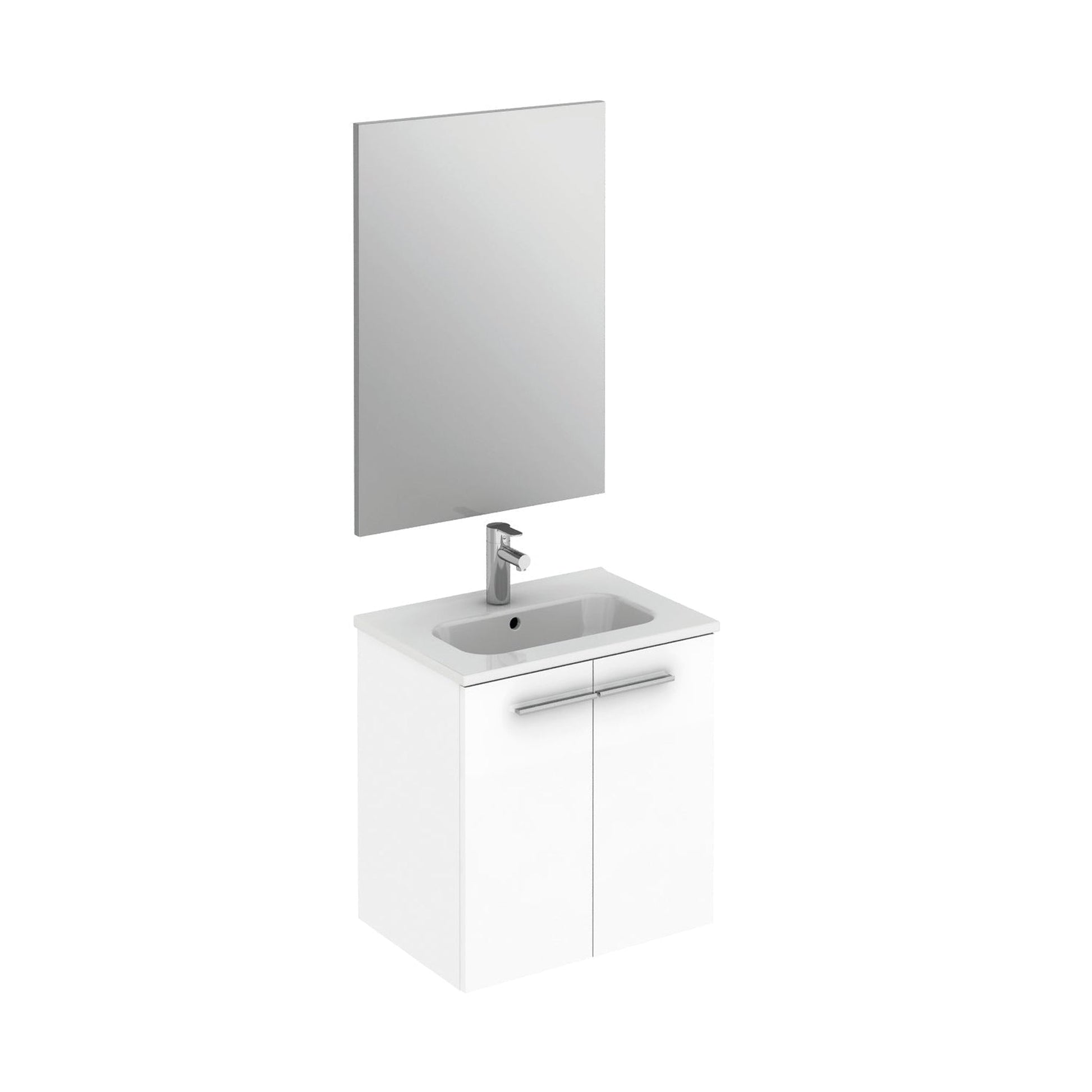 Royo Street 20" x 14" White Modern Wall-mounted Vanity Set With 2 Doors Sink and Mirror