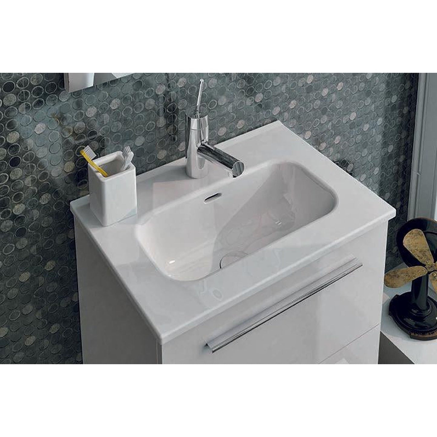 Royo Street 20" x 14" White Modern Wall-mounted Vanity Set With 2 Drawers Sink and Mirror