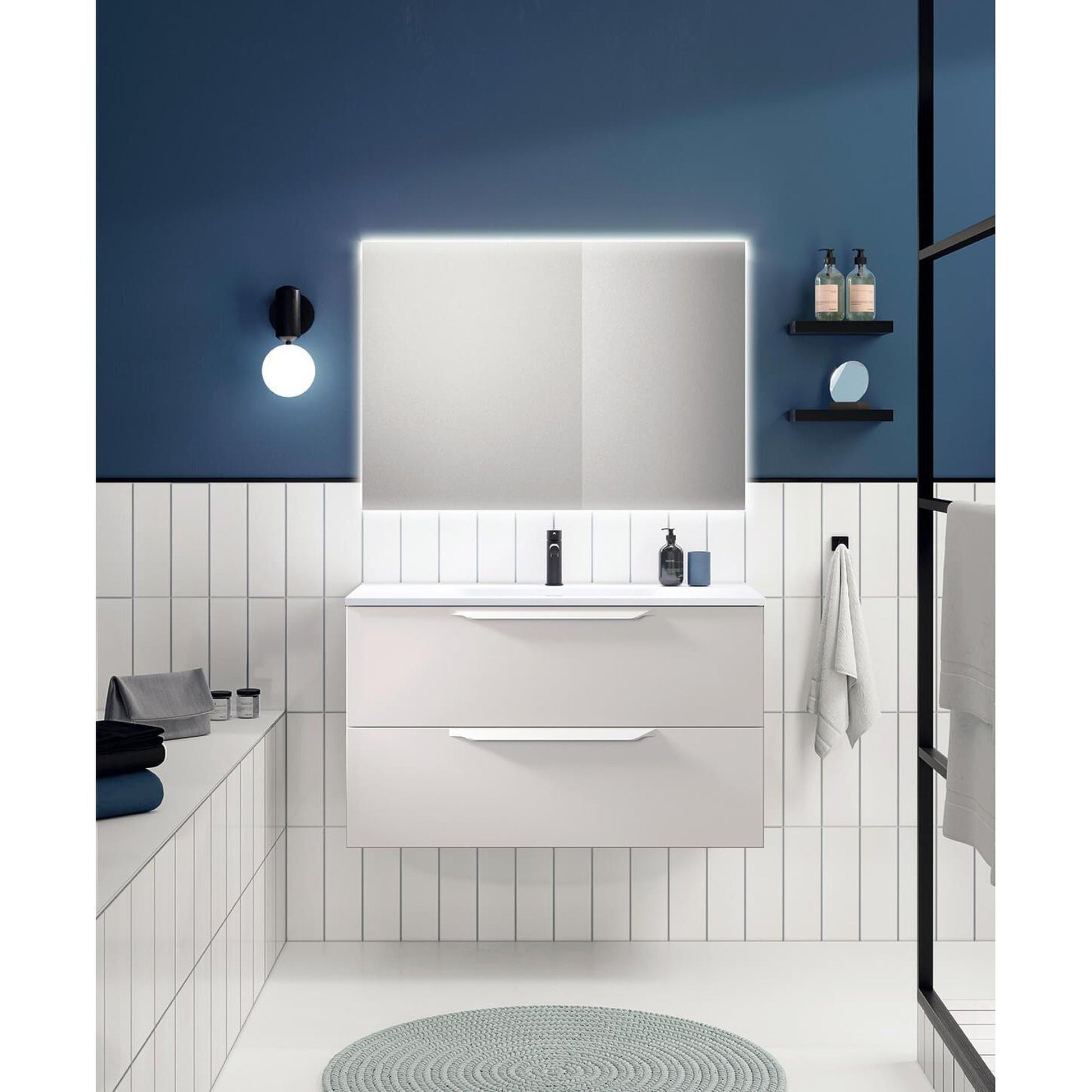 Royo Urban 40" x 18" Matt White Modern Wall-mounted Vanity With 2 Drawers