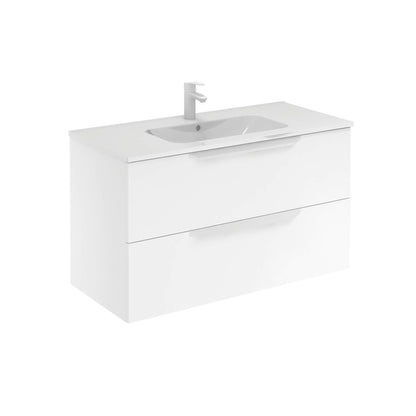 Royo Urban 40" x 18" Matt White Modern Wall-mounted Vanity With 2 Drawers