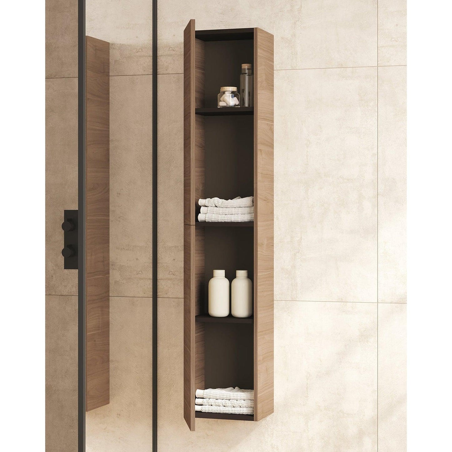 Royo Vida 12" x 59" Toffee Walnut Column With 2 Doors & Adjustable Shelves