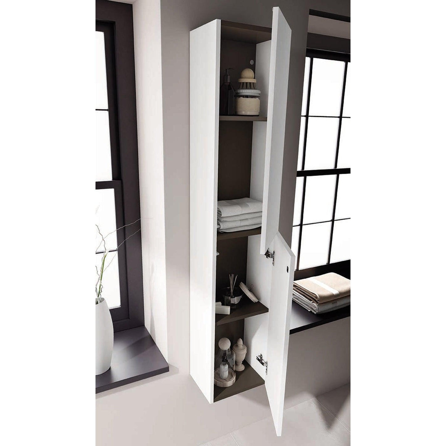 Royo Vida 12" x 59" White Column With 2 Doors & Adjustable Shelves