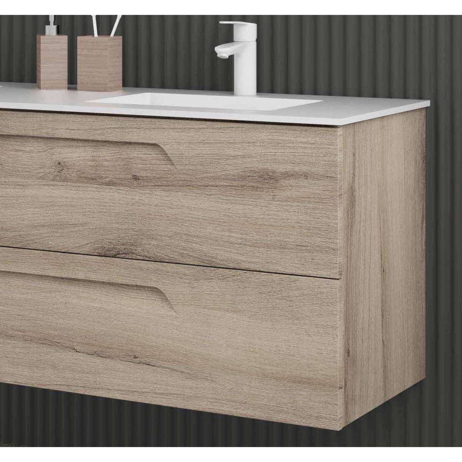 Royo Vitale 24" x 18" Nature Beige Modern Wall-mounted Vanity With 2 Drawers