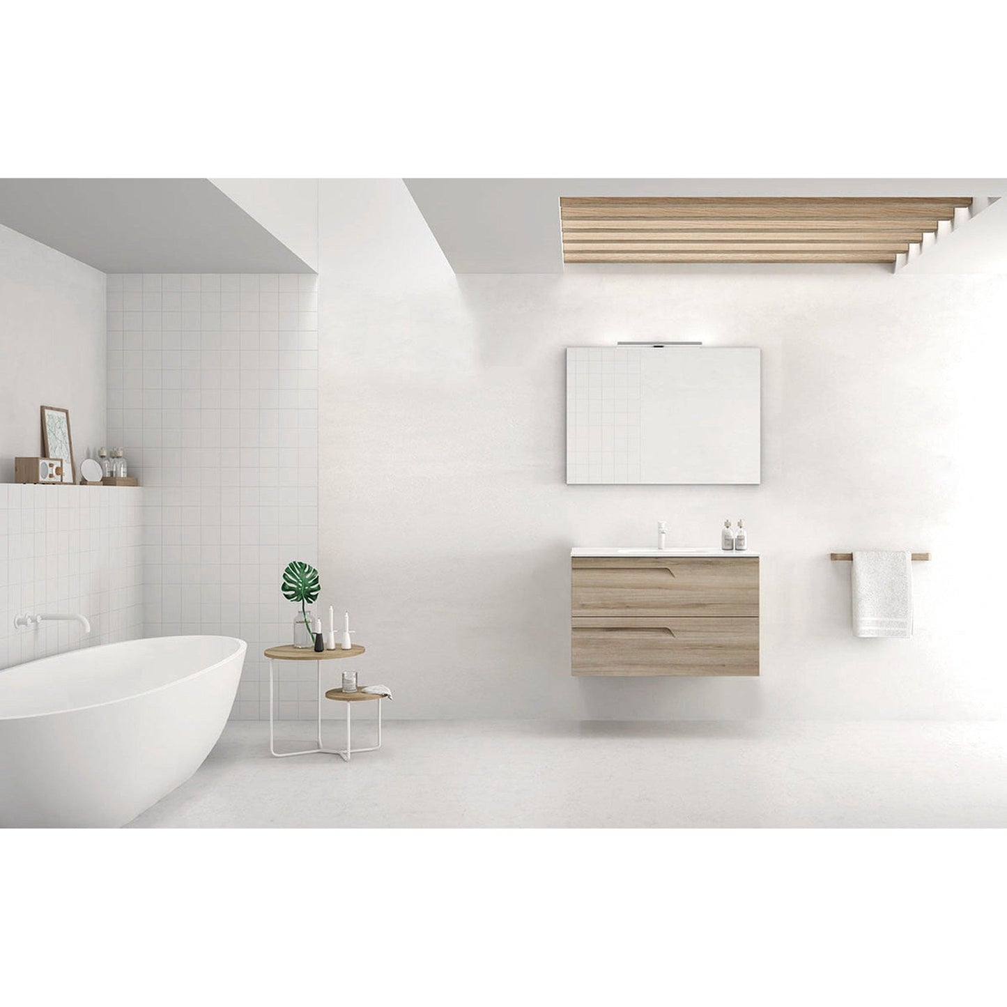 Royo Vitale 32" x 18" Nature Beige Modern Wall-mounted Vanity With 2 Drawers