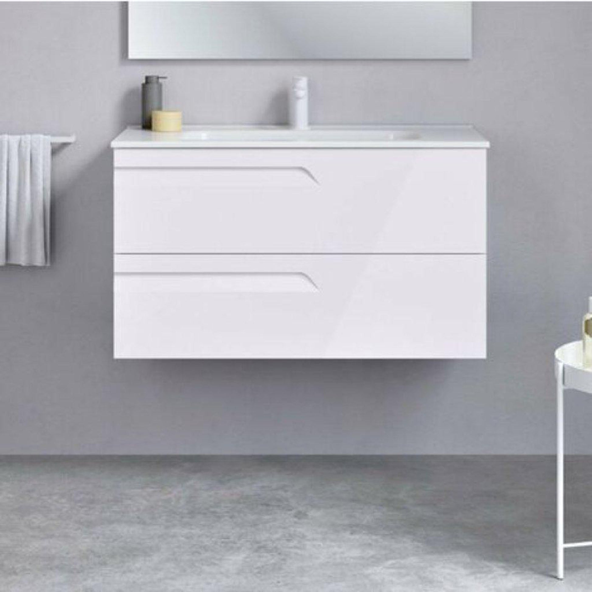 Royo Vitale 32" x 18" White Modern Wall-mounted Vanity With 2 Drawers