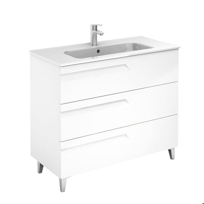 Royo Vitale 40" x 18" White Modern Freestanding Vanity With 3 Drawers