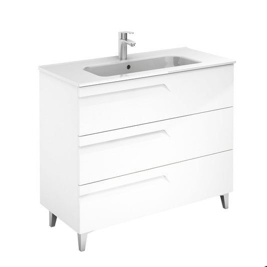 Royo Vitale 40" x 18" White Modern Freestanding Vanity With 3 Drawers