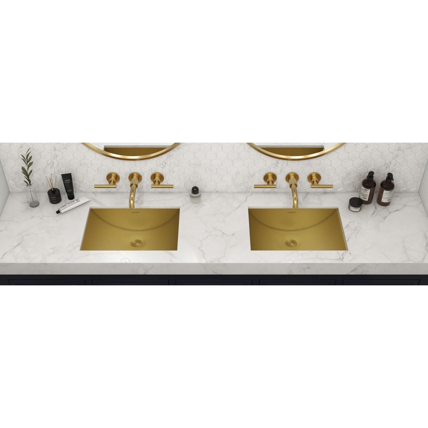 Ruvati Ariaso 16” x 11” Brushed Gold Polished Brass Rectangular Undermount Bathroom Sink