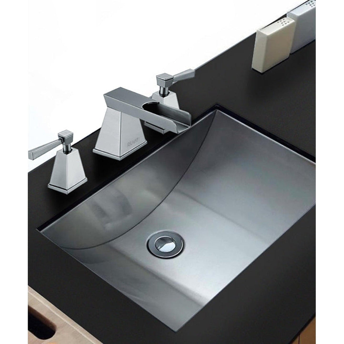 Ruvati Ariaso 18” x 12” Brushed Stainless Steel Rectangular Undermount Bathroom Sink