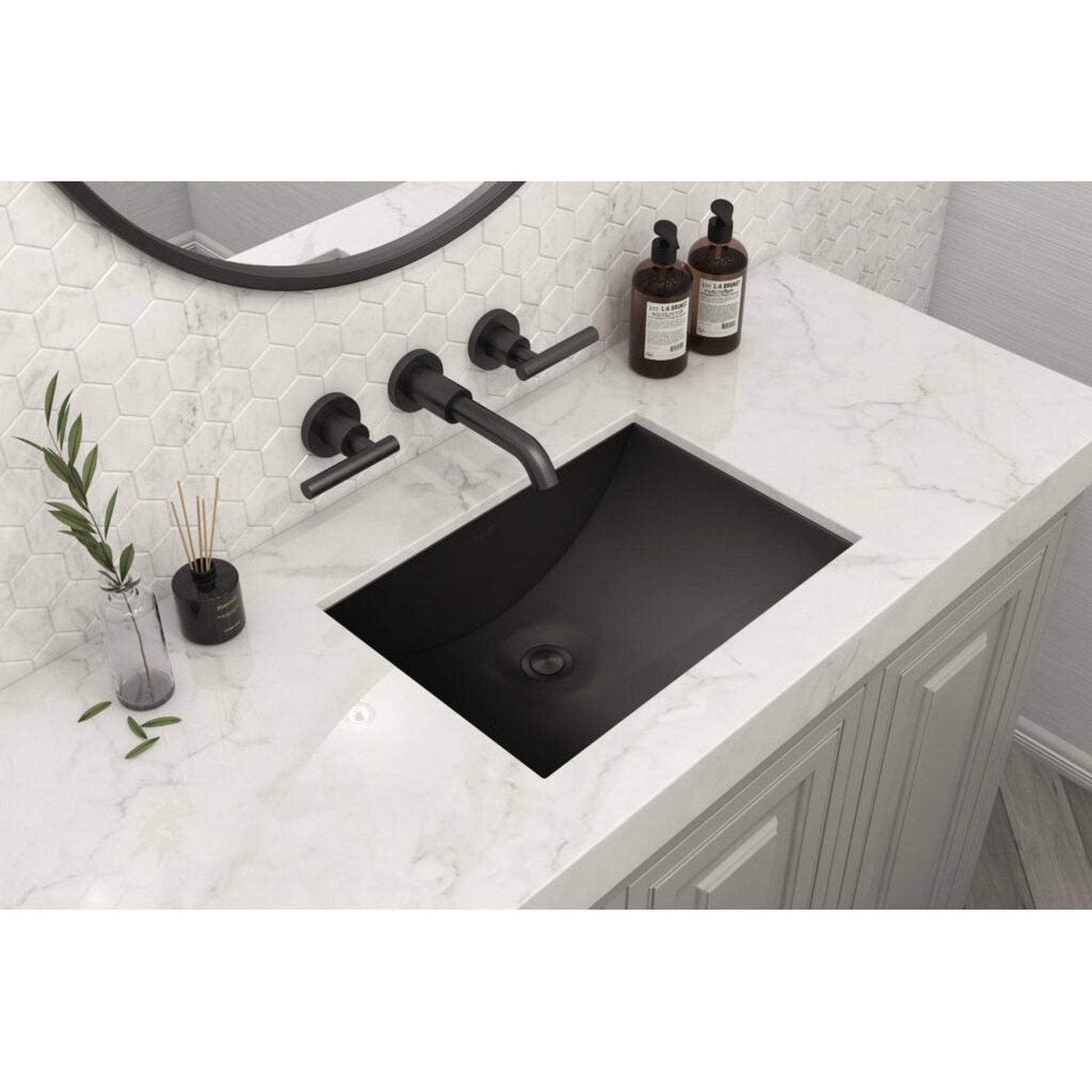 Ruvati Ariaso 18” x 12” Gunmetal Black Stainless Steel Rectangular Undermount Bathroom Sink