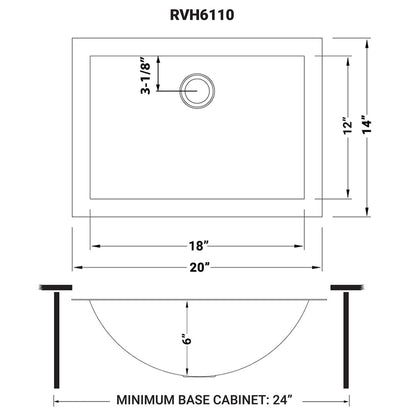 Ruvati Ariaso 18” x 12” Gunmetal Black Stainless Steel Rectangular Undermount Bathroom Sink