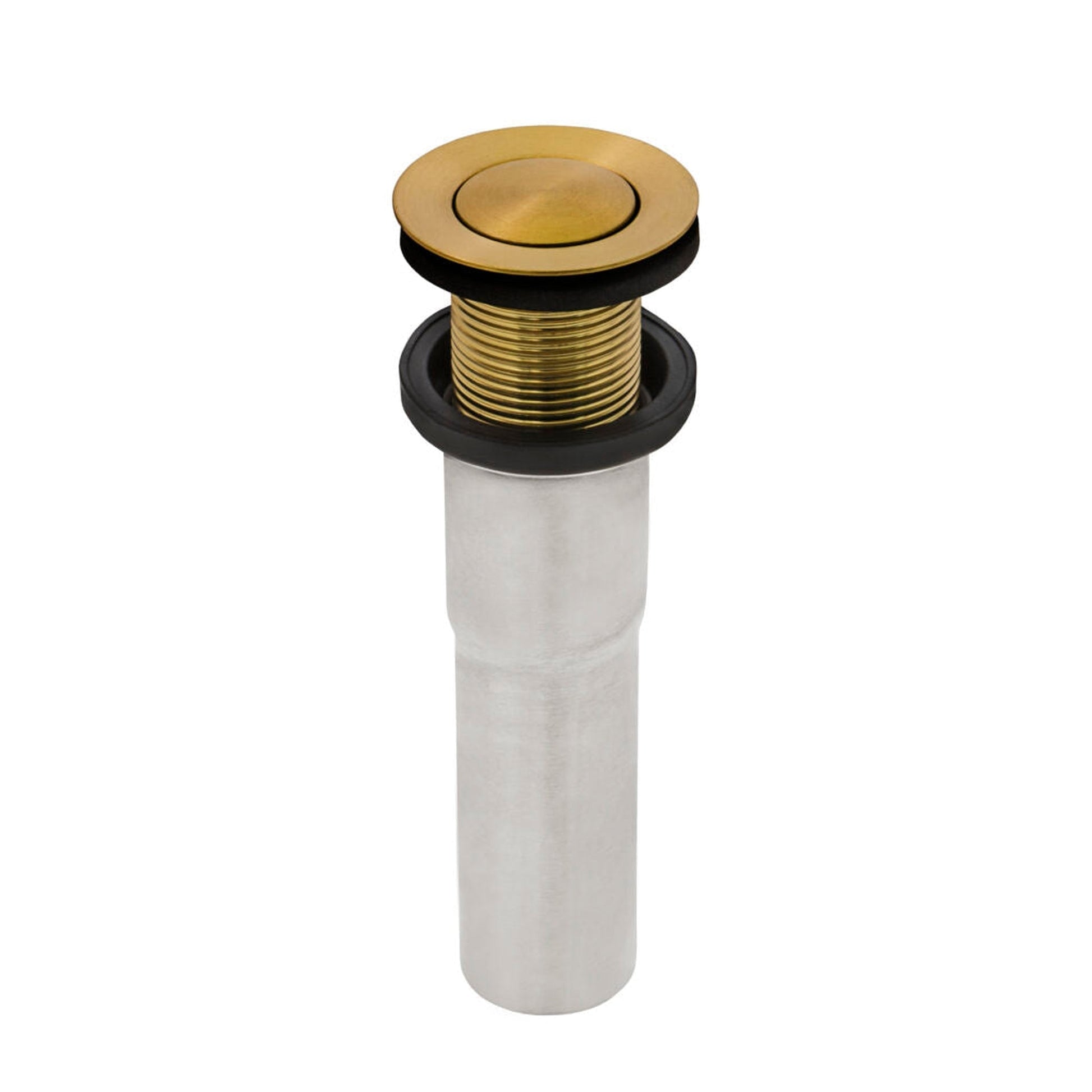 Ruvati Brushed Gold Push Pop-up Drain for Bathroom Sinks without Overflow