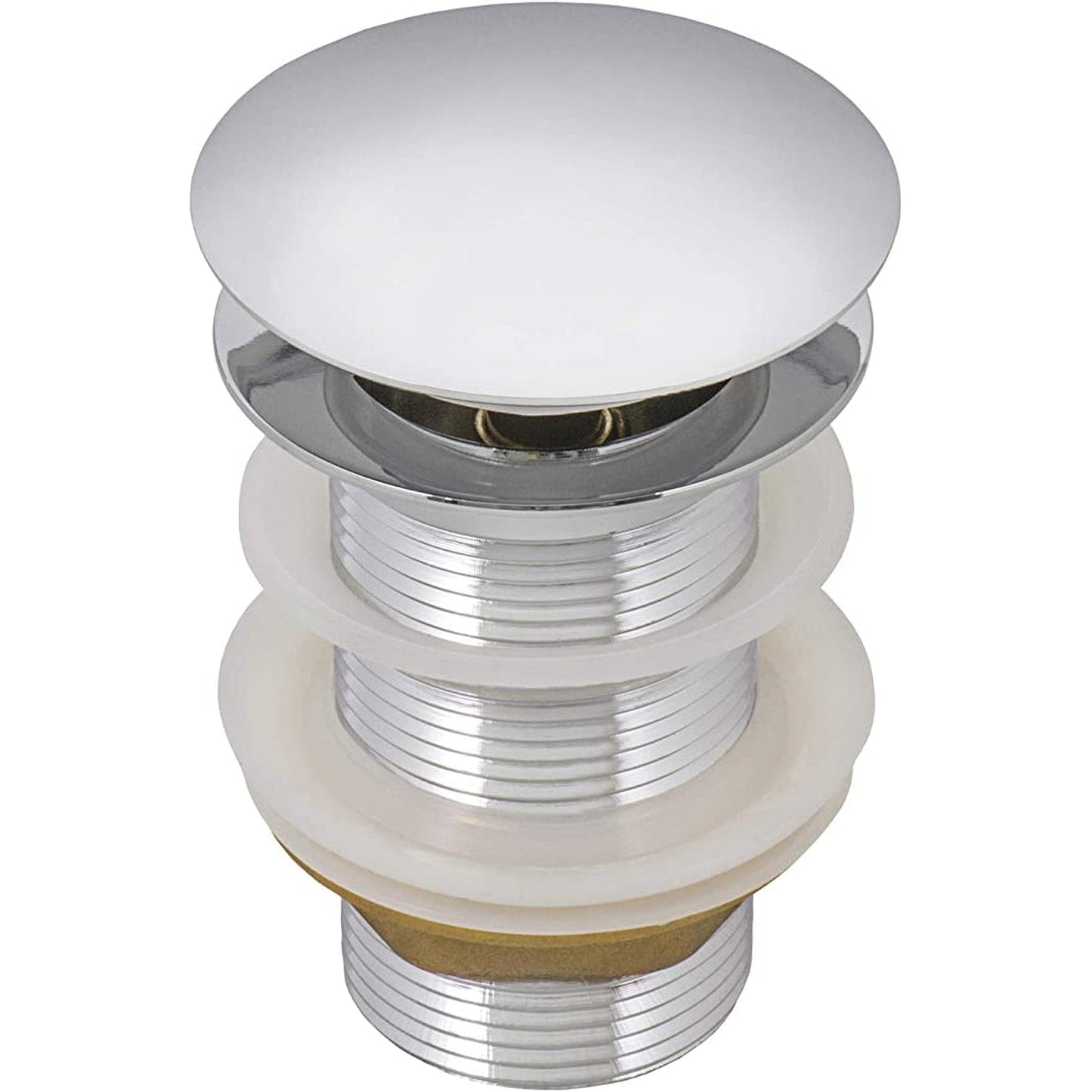 Ruvati Chrome Finish Umbrella Style Push Pop-up Drain for Bathroom Sinks without Overflow