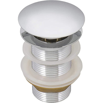 Ruvati Chrome Finish Umbrella Style Push Pop-up Drain for Bathroom Sinks without Overflow