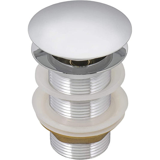 Ruvati Chrome Finish Umbrella Style Push Pop-up Drain for Bathroom Sinks without Overflow