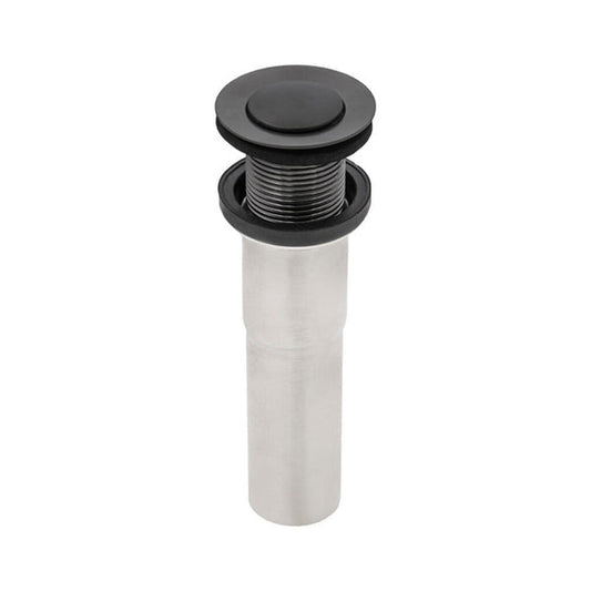 Ruvati Gunmetal Black Push Pop-up Drain for Bathroom Sinks without Overflow