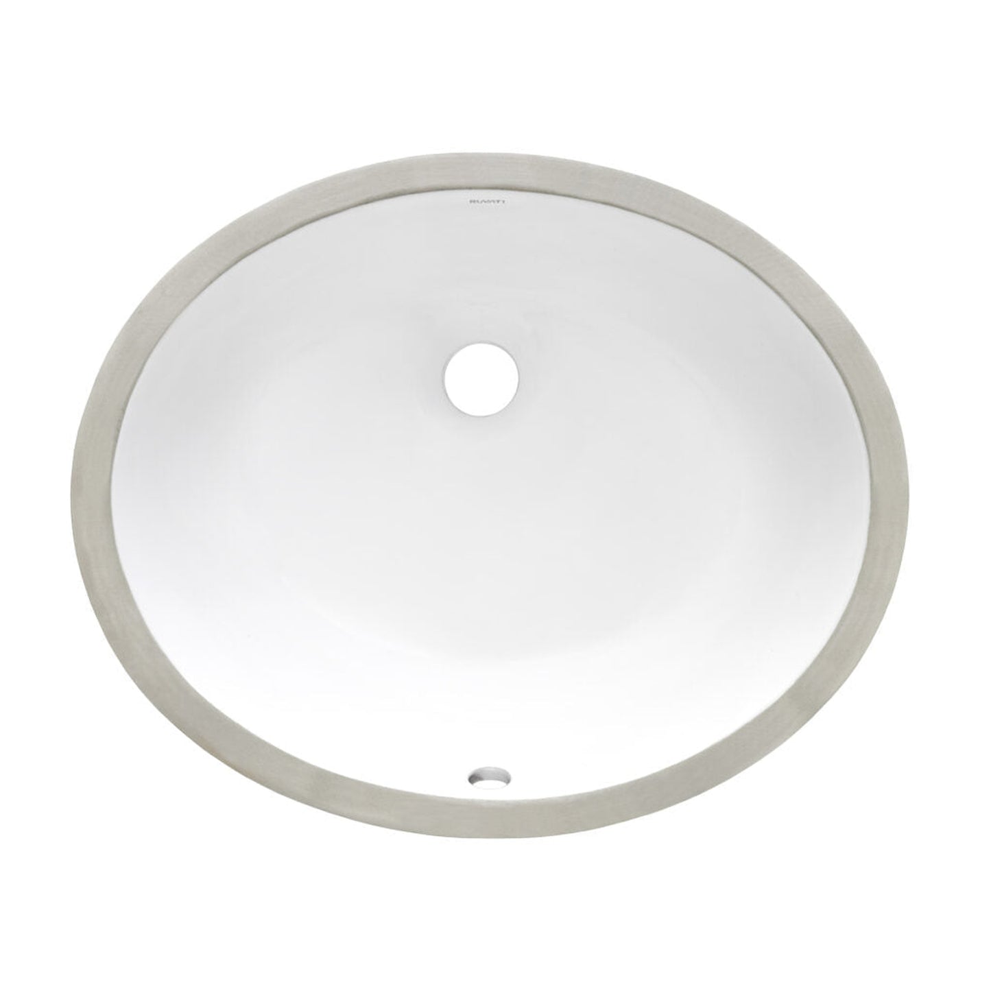 Ruvati Krona 16” x 13” Oval White Porcelain Ceramic with Overflow Undermount Bathroom Vanity Sink