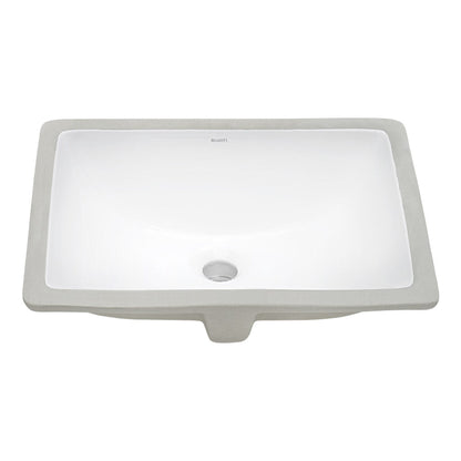 Ruvati Krona 18” x 13” Rectangular White Porcelain Ceramic with Overflow Undermount Bathroom Vanity Sink