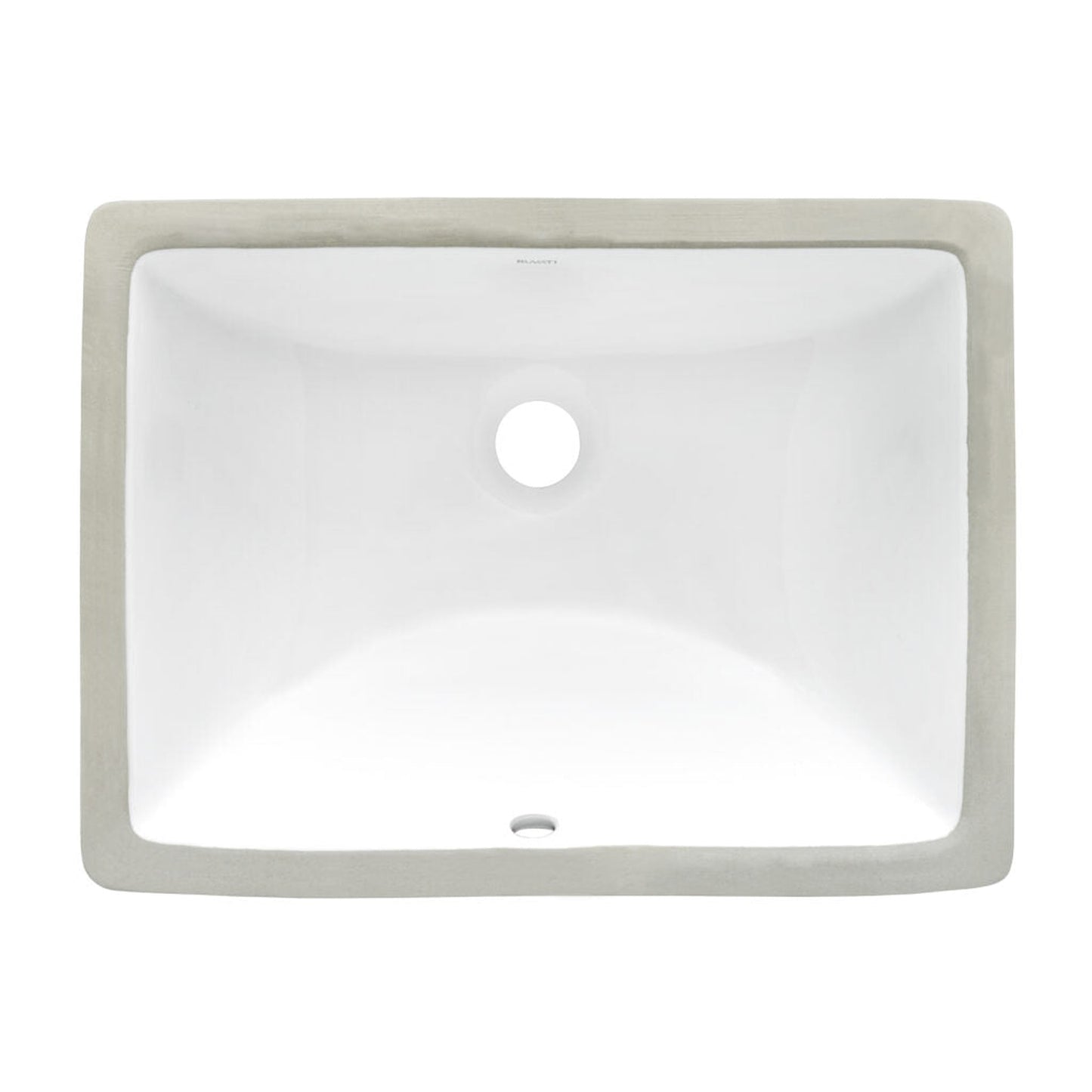 Ruvati Krona 18” x 13” Rectangular White Porcelain Ceramic with Overflow Undermount Bathroom Vanity Sink