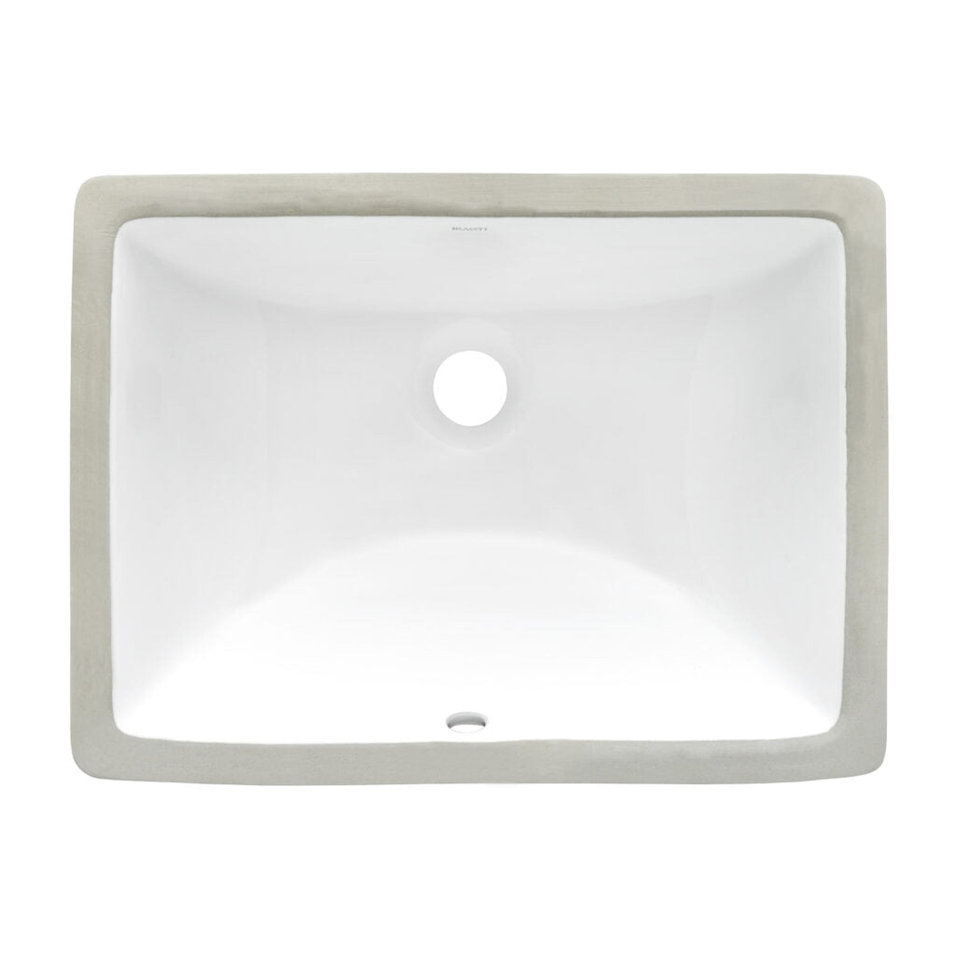 Ruvati Krona 18” x 13” Rectangular White Porcelain Ceramic with Overflow Undermount Bathroom Vanity Sink