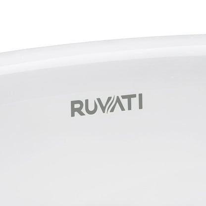 Ruvati Krona 18” x 13” Rectangular White Porcelain Ceramic with Overflow Undermount Bathroom Vanity Sink