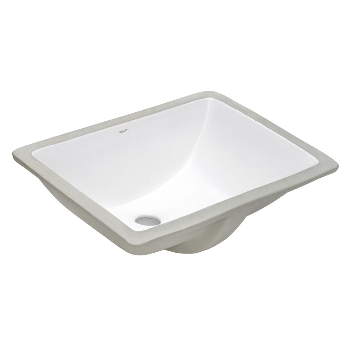 Ruvati Krona 18” x 13” Rectangular White Porcelain Ceramic with Overflow Undermount Bathroom Vanity Sink