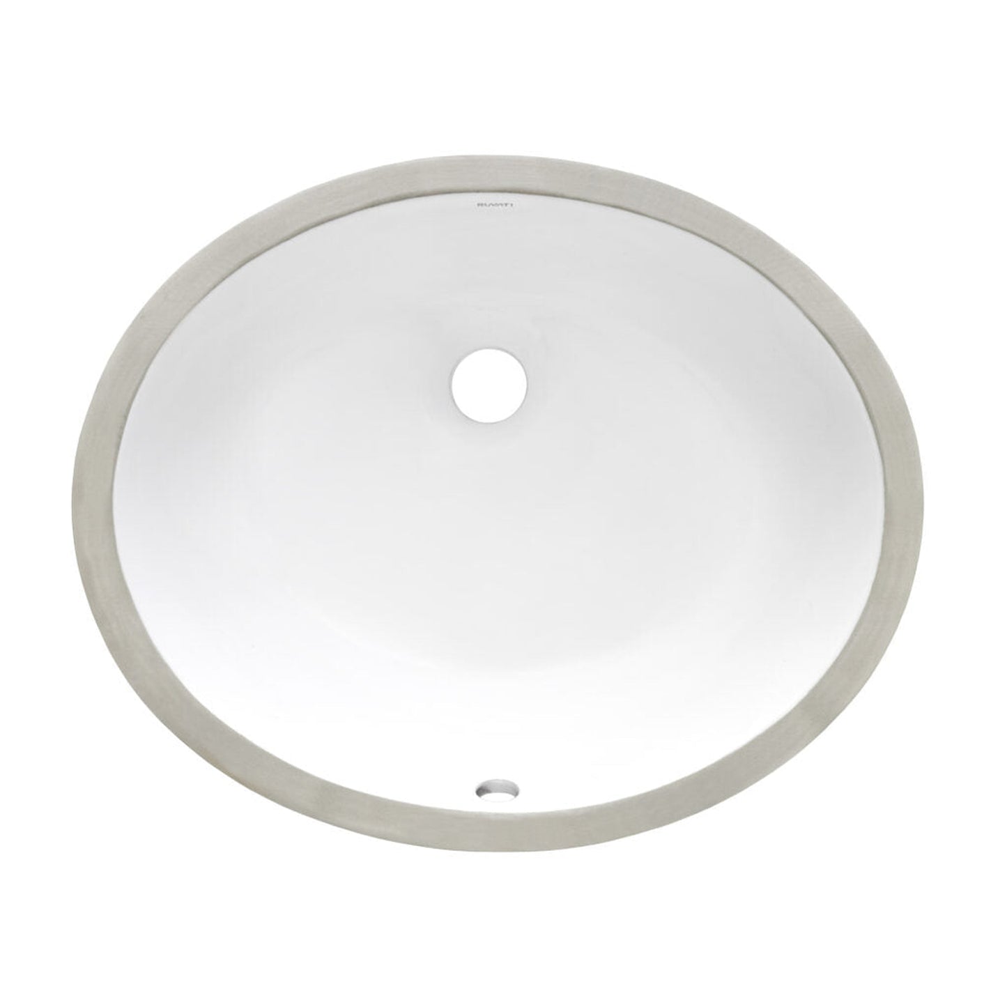 Ruvati Krona 18” x 15” Oval White Porcelain Ceramic with Overflow Undermount Bathroom Vanity Sink