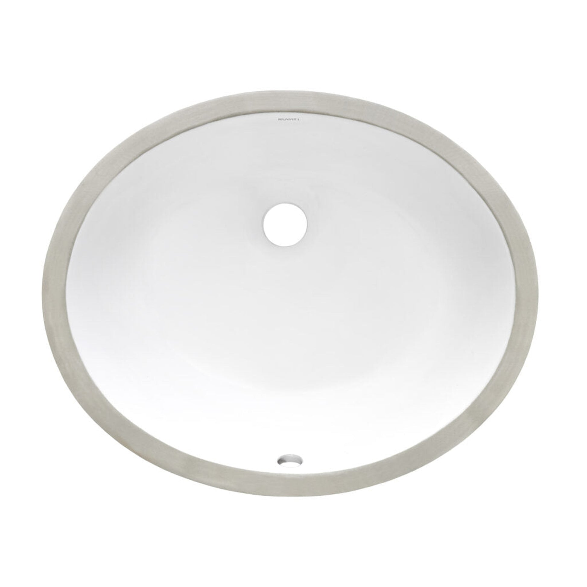 Ruvati Krona 18” x 15” Oval White Porcelain Ceramic with Overflow Undermount Bathroom Vanity Sink
