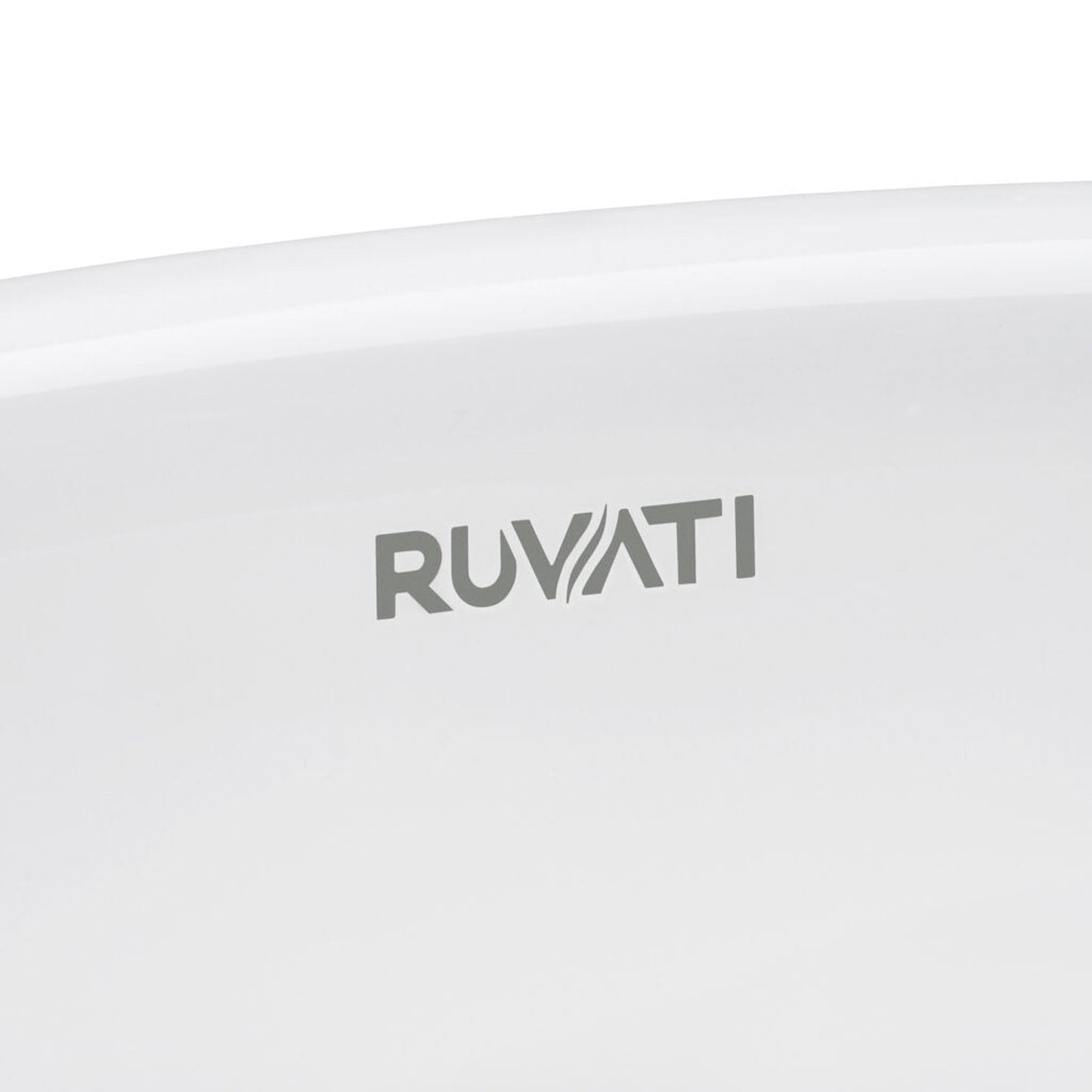 Ruvati Krona 18” x 15” Oval White Porcelain Ceramic with Overflow Undermount Bathroom Vanity Sink