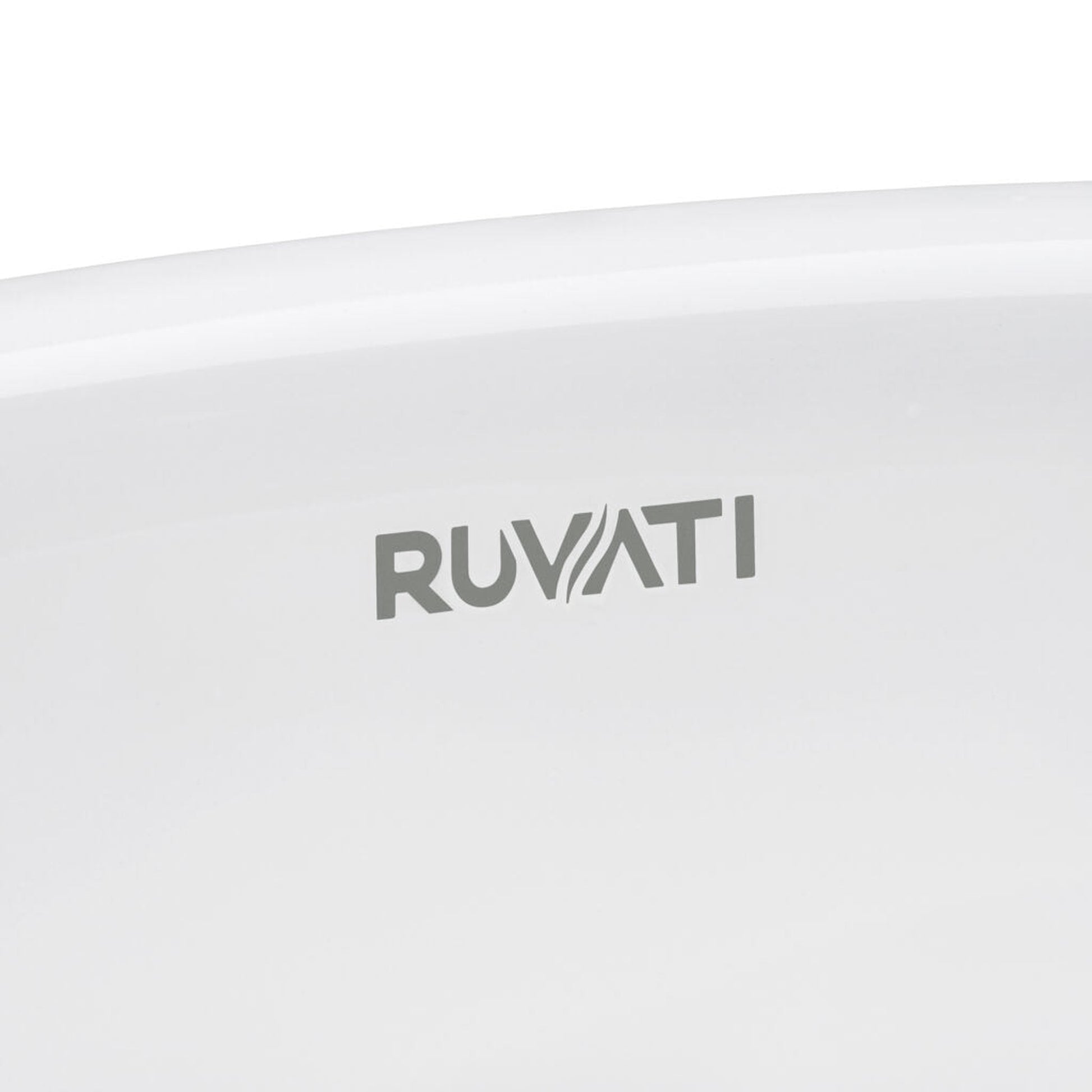 Ruvati Krona 18” x 15” Oval White Porcelain Ceramic with Overflow Undermount Bathroom Vanity Sink