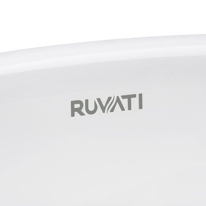 Ruvati Krona 21” x 14” Rectangular White Porcelain Ceramic with Overflow Undermount Bathroom Vanity Sink
