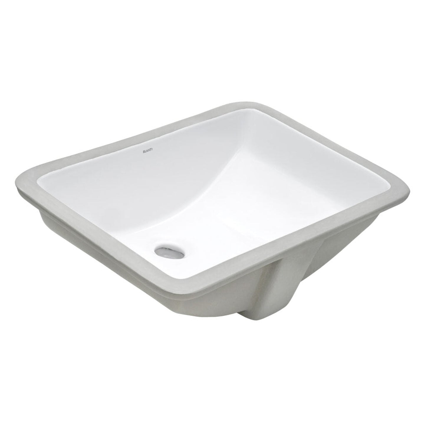 Ruvati Krona 21” x 14” Rectangular White Porcelain Ceramic with Overflow Undermount Bathroom Vanity Sink