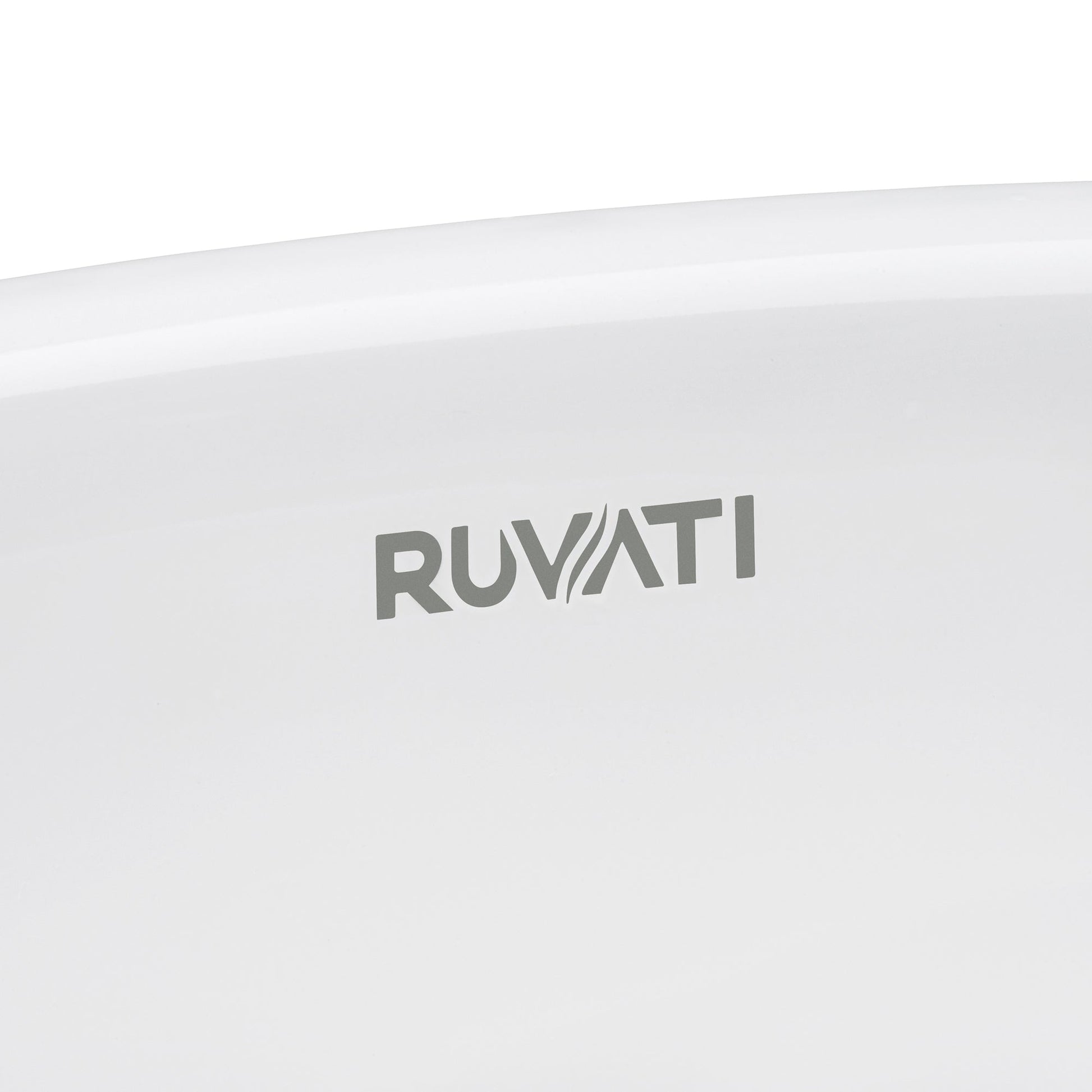 Ruvati Pietra 14" x 14" White Porcelain Ceramic Bathroom Vessel Sink With Gold Decorative Art Above Vanity Counter White Ceramic