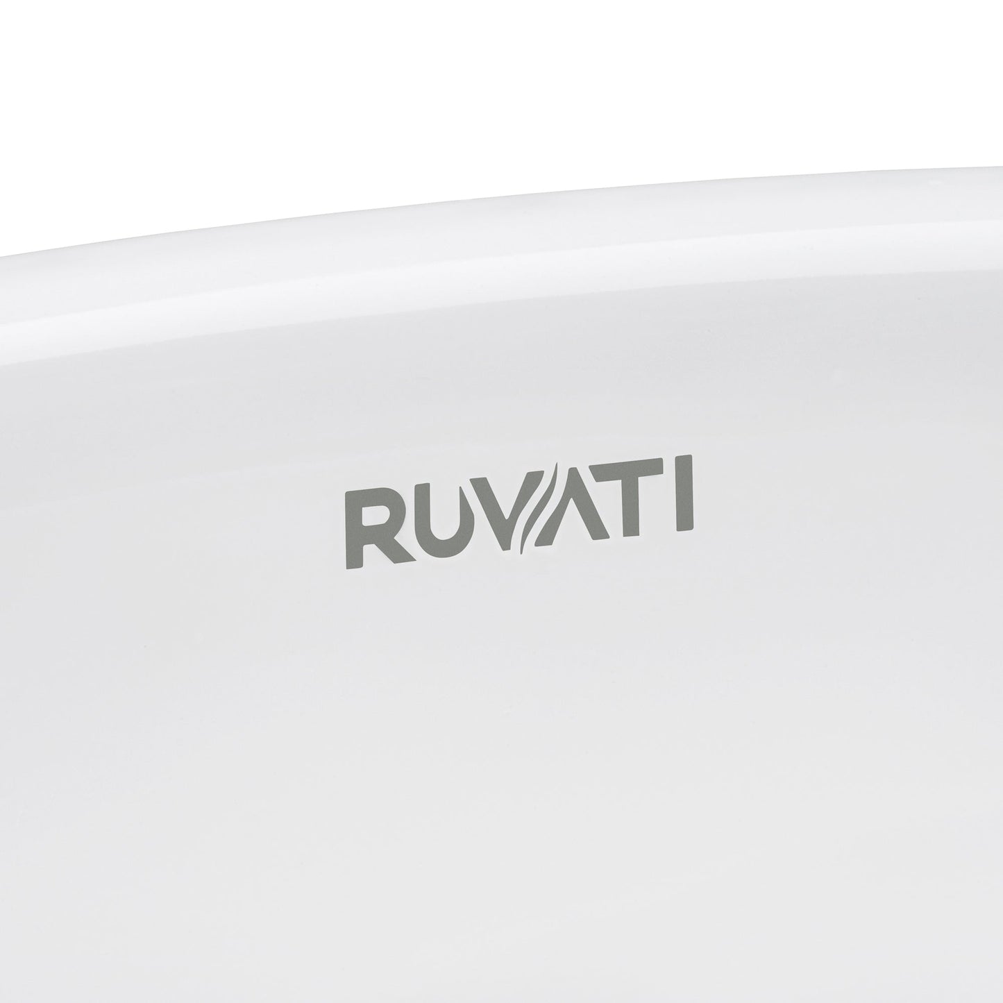 Ruvati Pietra 20" x 16" White Porcelain Ceramic Bathroom Vessel Sink With Gold Decorative Art Above Vanity Counter White Ceramic