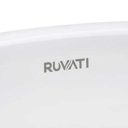 Ruvati Pietra 20" x 16" White Porcelain Ceramic Bathroom Vessel Sink With Rose Gold Decorative Art Above Vanity Counter White Ceramic