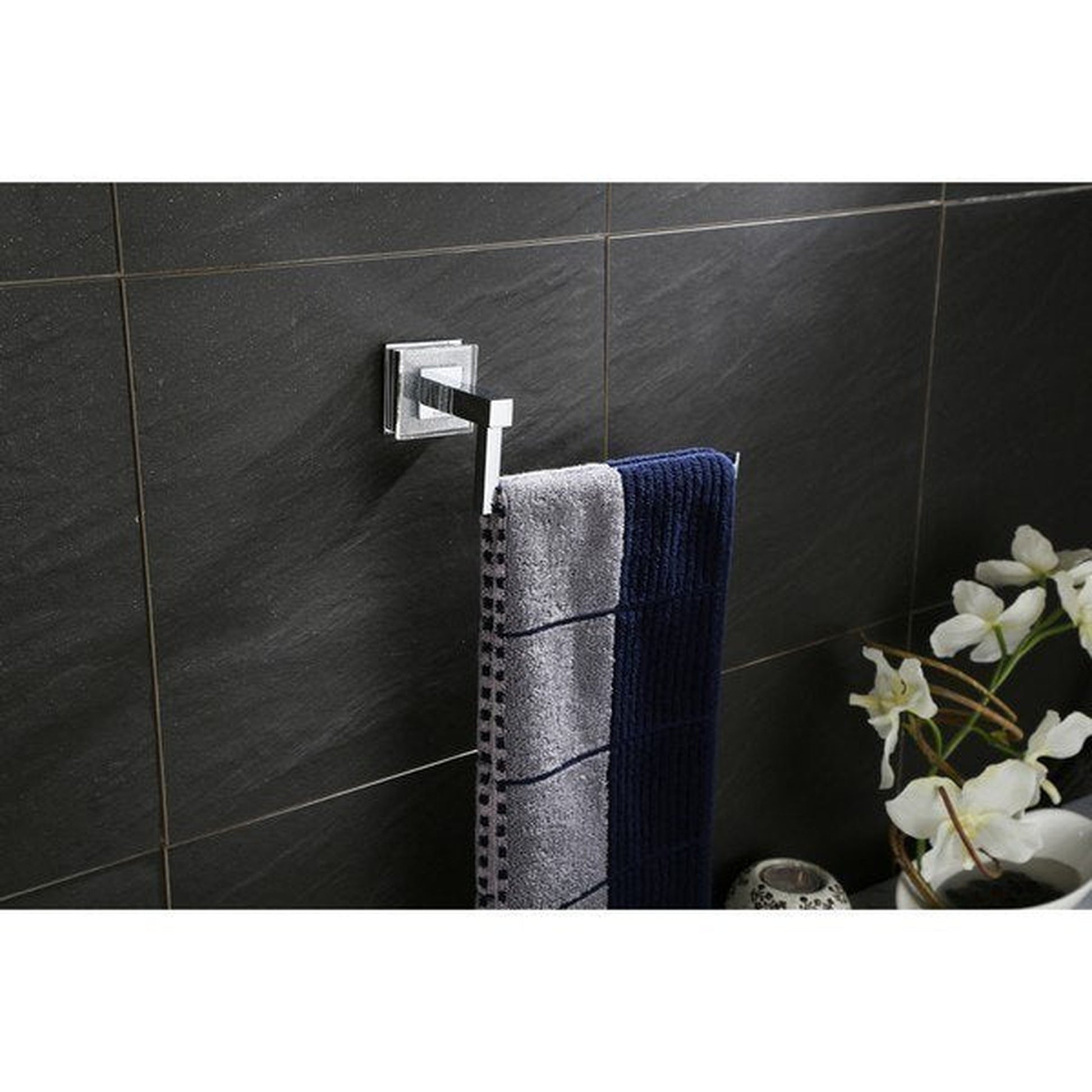 Ruvati Valencia 8" Crystal and Chrome Towel Ring Bathroom Accessory