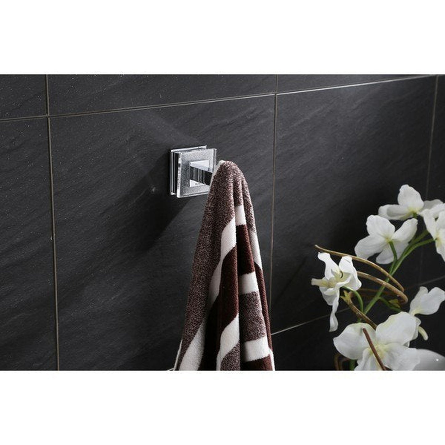 Ruvati Valencia Crystal and Chrome Robe Hook Bathroom Accessory